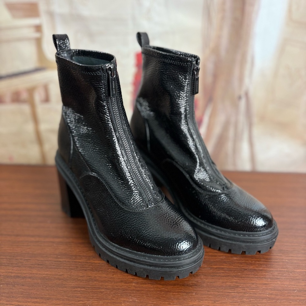 NEW Michael Kors Cyrus booties in black patent leather - Picture 5 of 12
